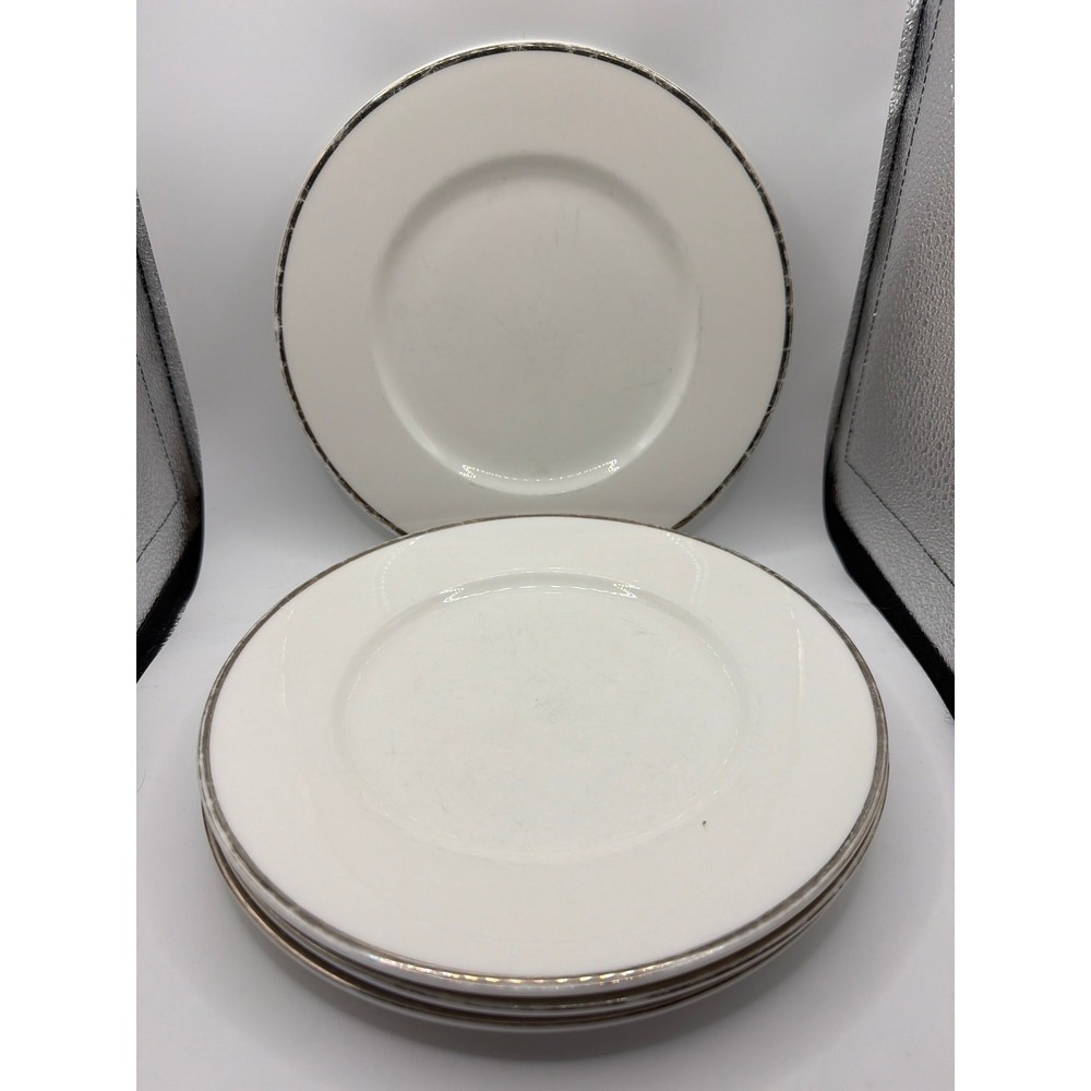 4 MIKASA ULTIMA CAMEO PLATINUM 8.5 SALAD PLATES HK301 Inner band worn